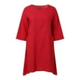 thumbnail image 4 of Women's Summer Fresh And Sweet Cropped Sleeve Solid Color Loose Casual Pocket And Linen Dress Summer Dress for Women Casual Women plus Size Dress Women Dressers Knit Dress Travel Dresses for Women, 4 of 7