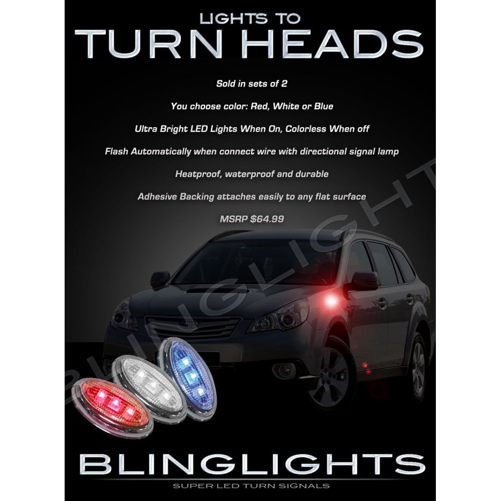 Subaru Outback LED Side Markers Turnsignals Accents Lamps Turn Signals Blinkers Lights Signalers