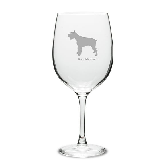 Giant Schnauzer Deep Etched 19 oz Classic Red Wine Glass