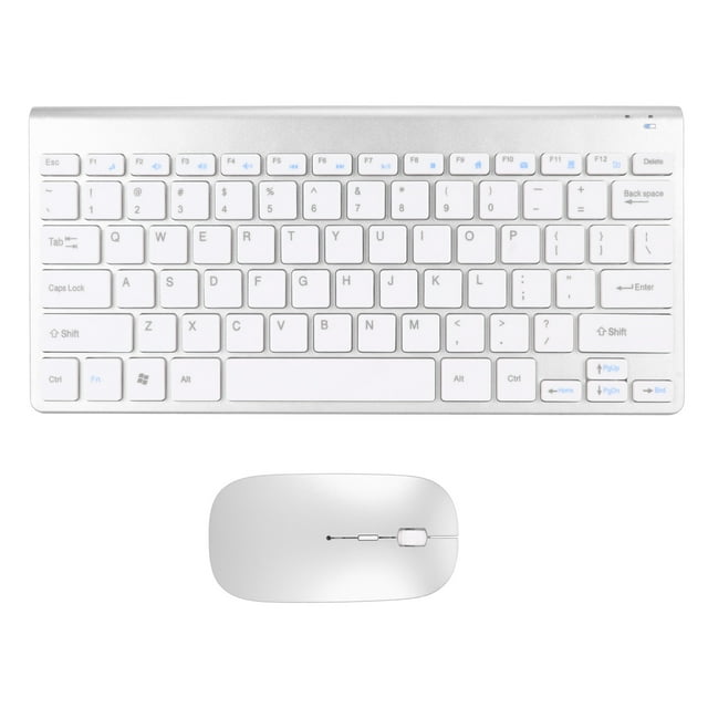 Wire Less Keyboard and Mouse Ultra Slim Combo, Silent Compact Mouse and Scissor Switch Keyboard Set, LED Indicator Waterproofing Power Saving Compact Set