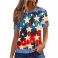 thumbnail image 4 of Levmjia Womens Top Summer Casual T Shirt Printed Short Sleeve Round Neck Polyester Blouse Independent Day Fashion Loose Fit Comfortable Daily Wear, 4 of 7