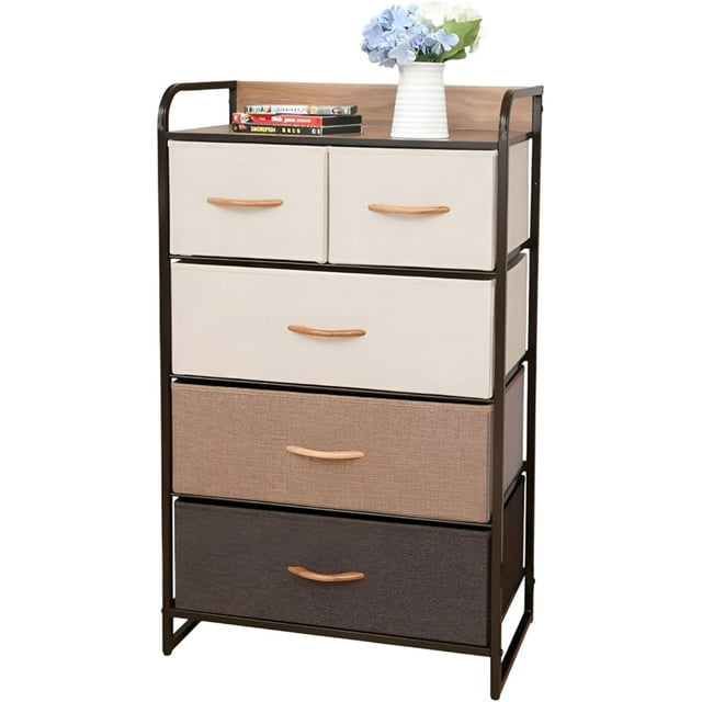 Cajonera Bluelander, Mueble de 4 Niveles, 5 Cajones y 1 Repisa, Estructura de Acero, Café