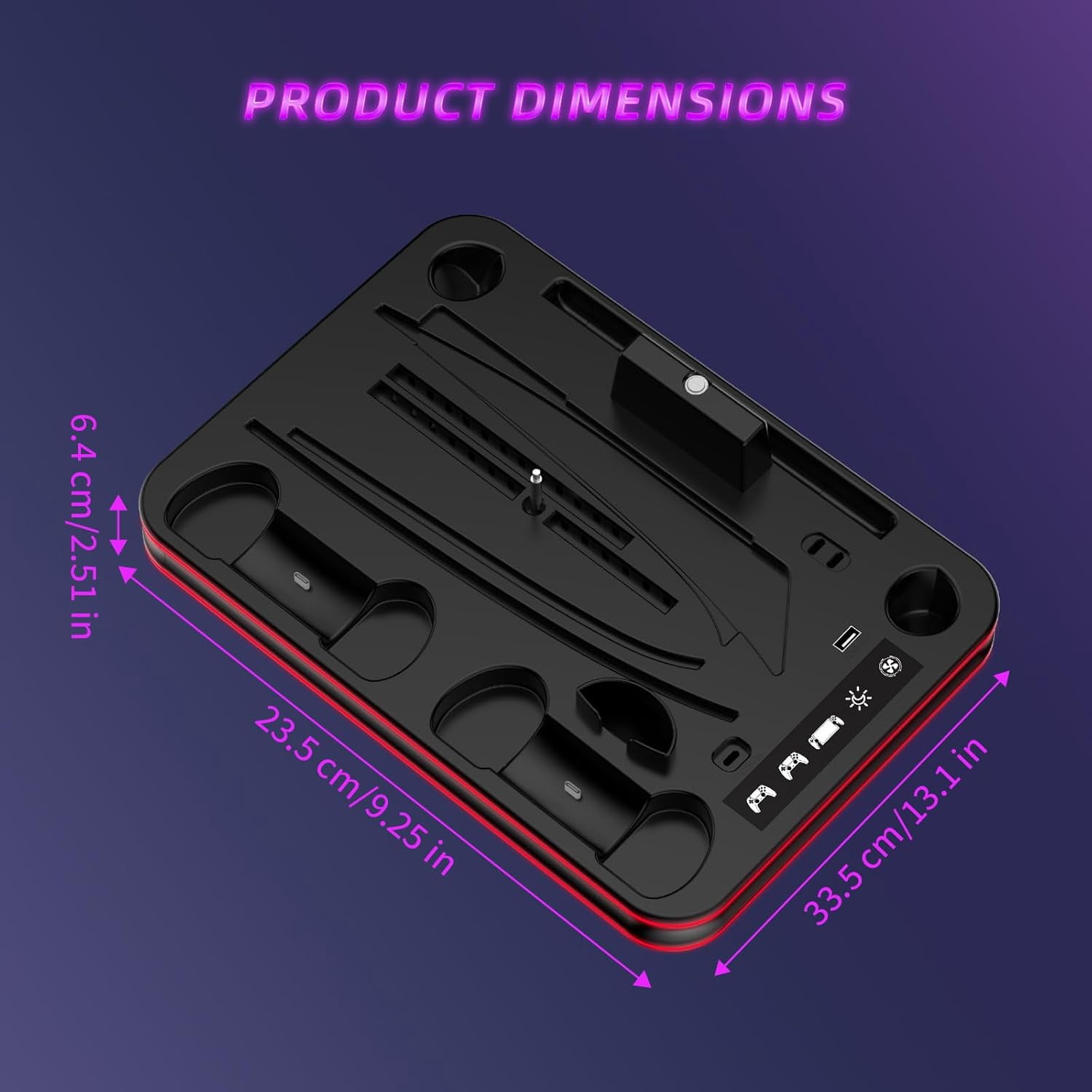 Charging Dock for PS 5 Portal,For PS5 Controller Charger Base for PS5/ Slim Stand with Cooling Station for PS5 Console Disc/Digital Edition,For PS5 /  Slim Accessories with 3 Level Cooling Fan