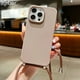 thumbnail image 2 of Crossbody Lanyard Matte Silicone Phone Case For iPhone 15 Pro Max 14 13 12 Necklace Strap Cord Candy Color Soft Shockproof Cover, 2 of 5