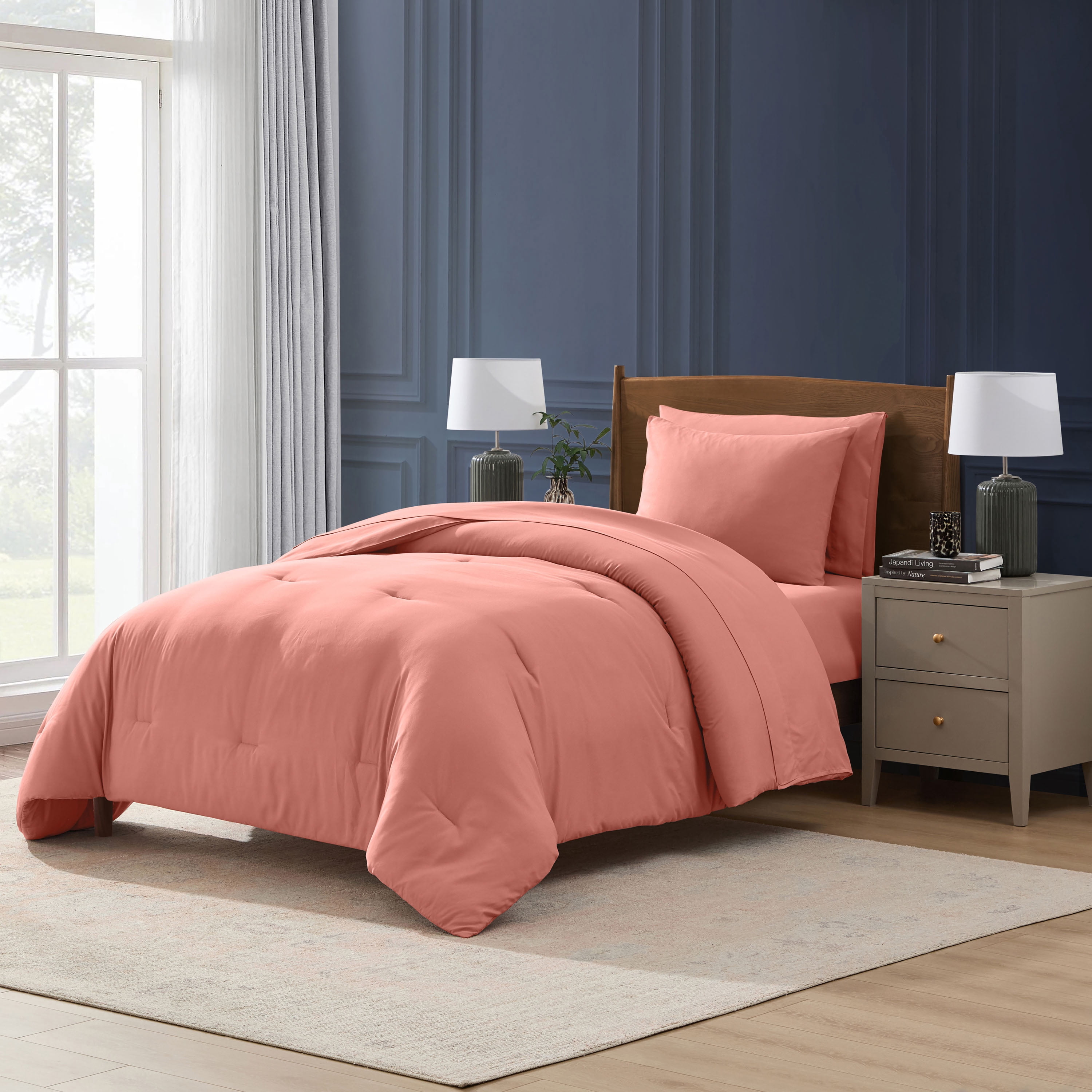 LammaLoe Twin XL Comforter Sets, 5 Piece Bed in a Bag, Ultra Soft Dorm Bedding Comforter Set with Sheets, All Season Bed Set, Terracotta