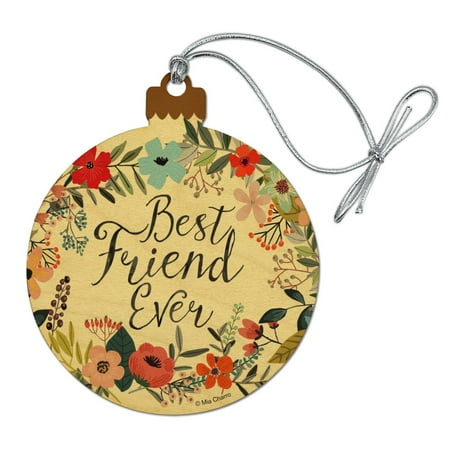 Best Friend Ever Floral Wood Christmas Tree Holiday