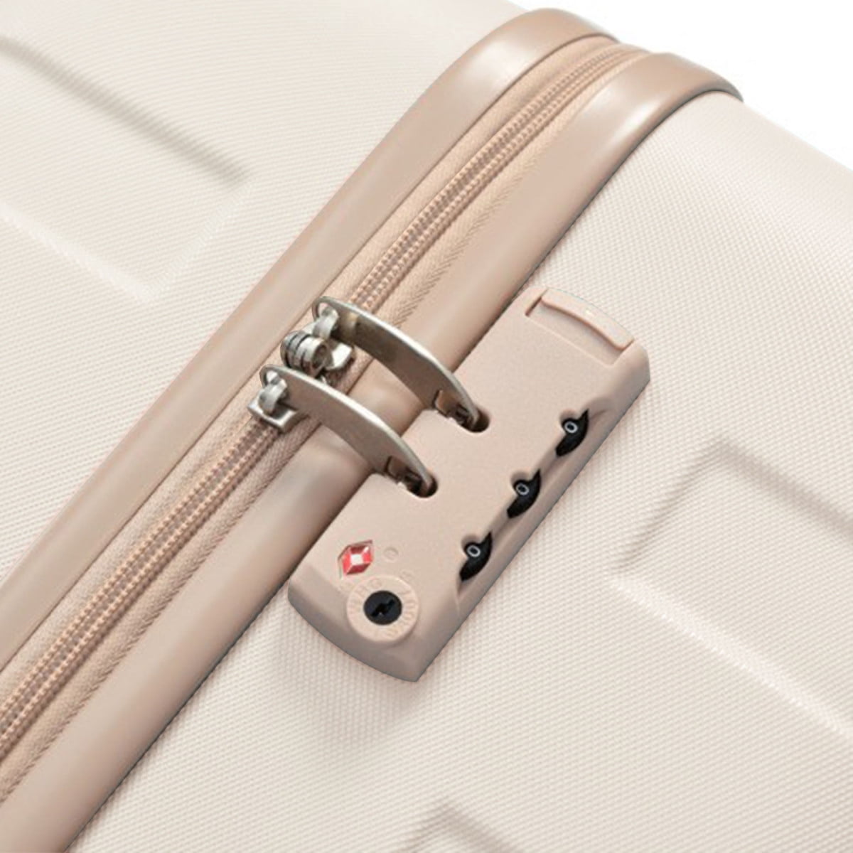 3 Piece ABS Hardshell Luggage Set Lightweight Spinner Wheels TSA Lock Ivory Golden