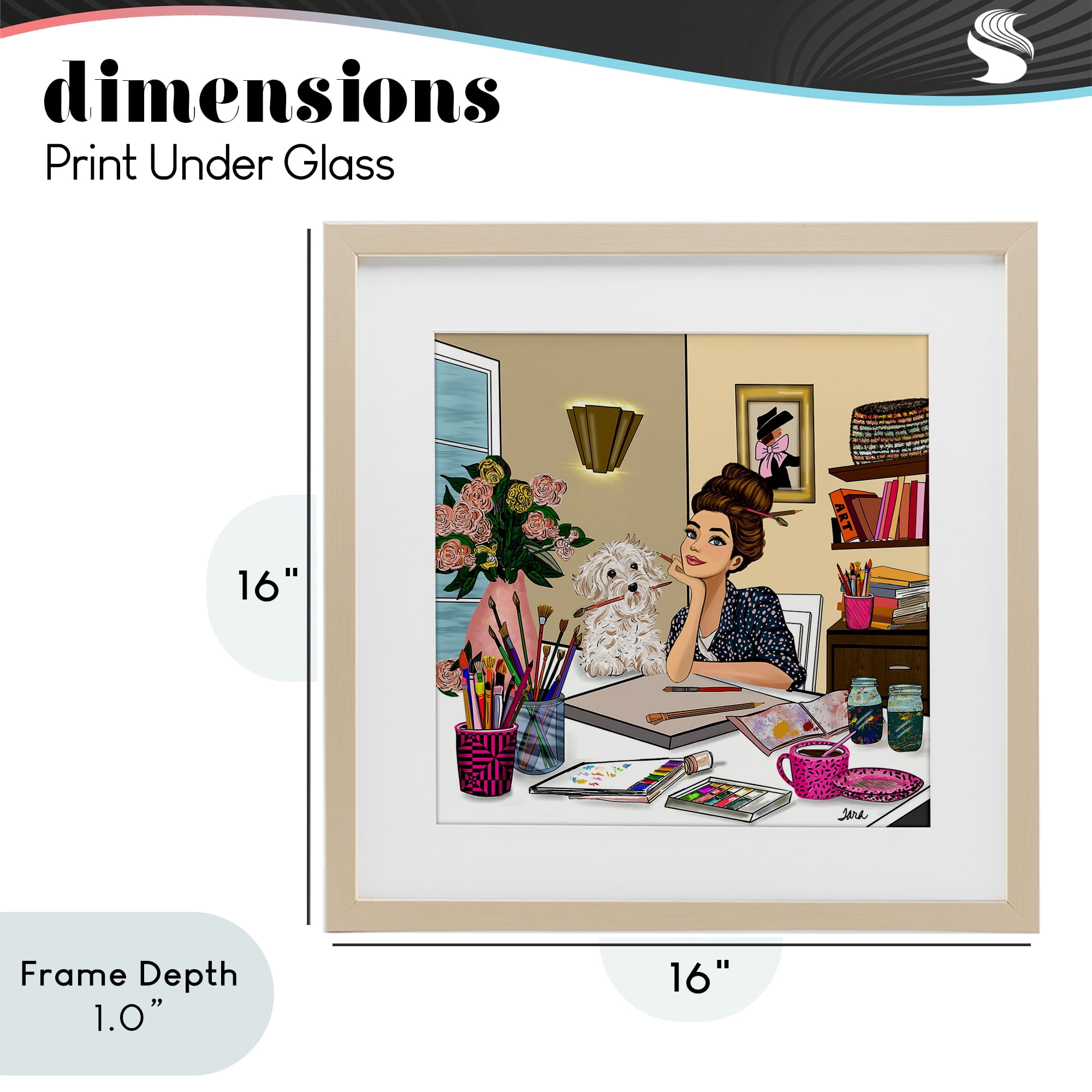 Stupell Industries Creative Art Girl at Desk Birch Framed Print Under Glass, design by Tara Boone