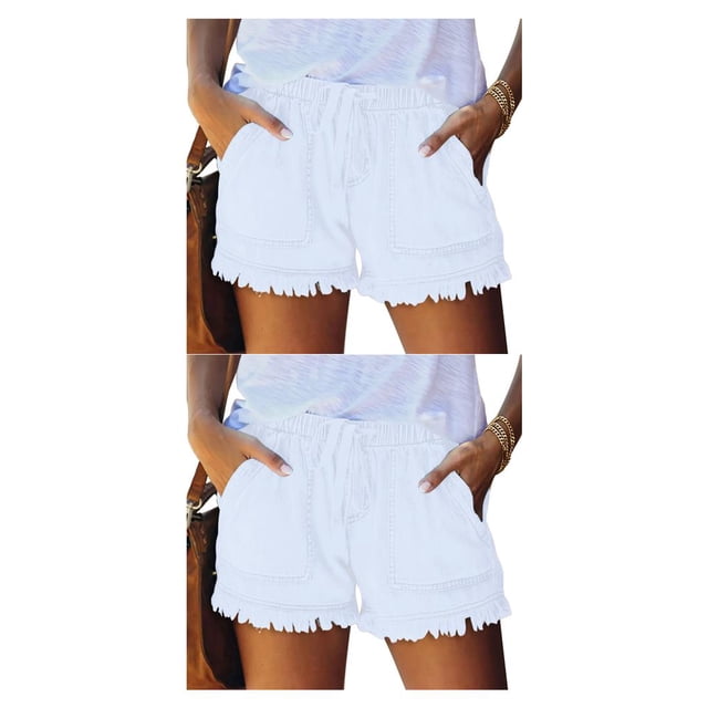Sonducket Pantalones cortos de mezclilla con cordón de cintura alta suave para mujer pantalones cortos de mezclilla con bolsillo para Type25 NO25