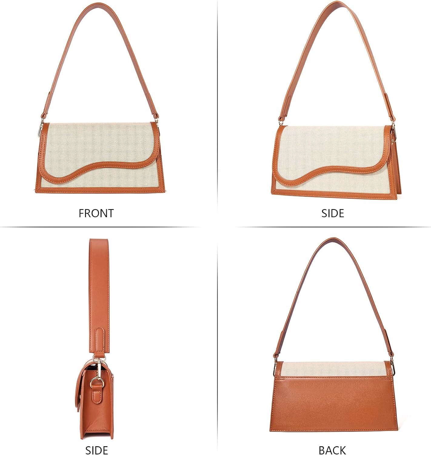 Shoulder Bag for Women, Vegan Leather Women's Shoulder Purses Handbags with 2 Removable Strap Crossbody Bag Purses