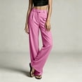 thumbnail image 5 of Tsivenald Womens Satin Wide Leg Pants High Waist Front Pleated Loose Baggy Solid Color Elegant Office Dress Trousers, 5 of 6
