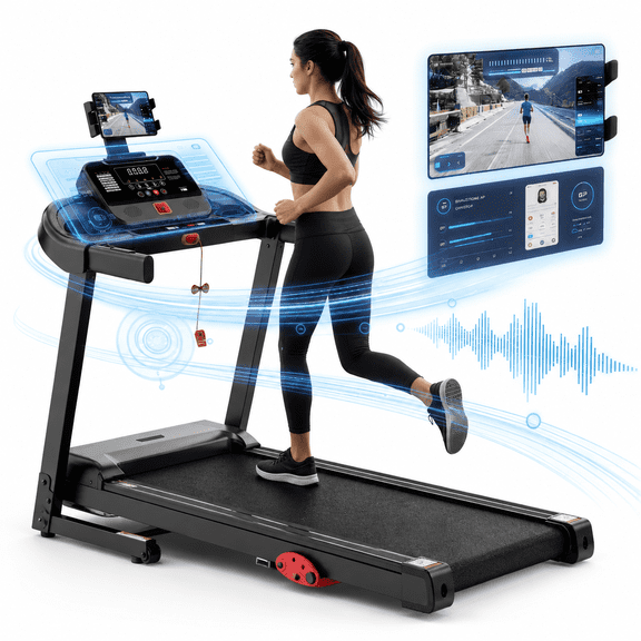 4 in-1 Folding Treadmill with 3.5HP Motor, 10% Manual Incline, Smart App Control, Wide Running Belt, Shock Absorption, 300 lbs Capacity, Home Fitness Running Machine