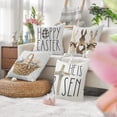 thumbnail image 4 of hofaaa Happy Easter Throw Pillow Covers 18x18 Set of 4 Easter Decorations for Home Bunny He is Risen Cross Eggs Decorative Spring Home Decor for Sofa Couch G209-18, 4 of 6