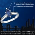 thumbnail image 2 of Gem Stone King 10K White Gold Blue Sapphire Engagement Ring for Women | 0.63 Cttw | Marquise 8X4MM | Gemstone September Birthstone | Size 8, 2 of 6