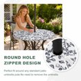 thumbnail image 4 of Round Outdoor Tablecloth with Umbrella Hole and Zipper, Dark Blue Flowers Tablecloth with Elastic Waterproof, Pastoral Vintage Farmhouse Leaf Spring Patio Table Covers for 31" - 35" Pool Tables, 4 of 9