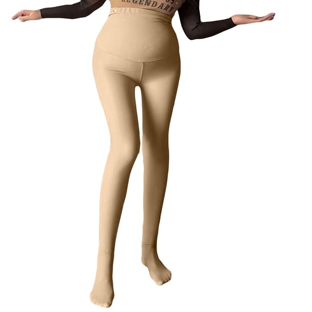 Medias opacas cálidas premamá - Leggings elásticos lisos, poliéster, soporte térmico para mujeres embarazadas, talla única