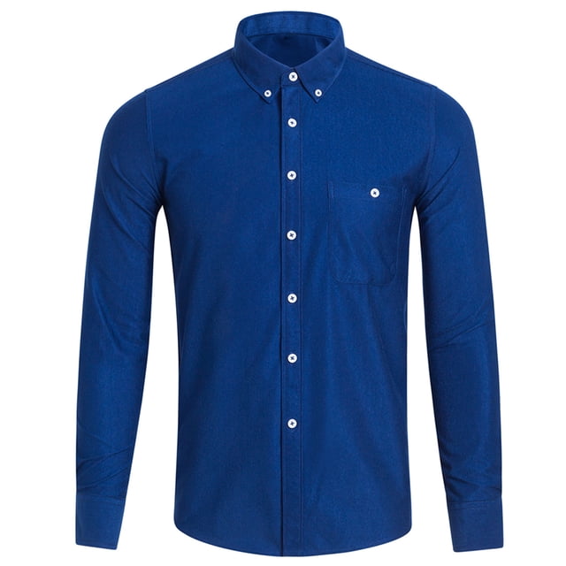 Corduroy Casual Lapel Button Button Chest Pocket Solid Color Long-sleeved Mens Shirt