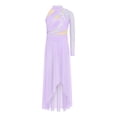 thumbnail image 5 of TTAO Teen Girls Ballet High-Low Skirt Latin Jazz Contemporary Dance Dress Dancing Gymnastics Skirted Leotard Lavender 12, 5 of 7
