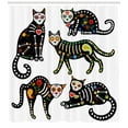 thumbnail image 3 of Ambesonne Sugar Skull Shower Curtain, Ornate Black Cats, 69"Wx70"L, Multicolor, 3 of 3
