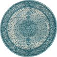 thumbnail image 1 of Unique Loom Tapis de Bordure Traditionnel Bromley 5' x 5' Rond Turquoise/ivoire, 1 of 1