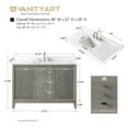 thumbnail image 4 of Vanity Art 48" Bathroom Vanity with Sink and Engineered Marble Top, Freestanding Storage Cabinet with 2 Drawers, 2 Shelves and 1 Flip Down Tray, 4 of 6
