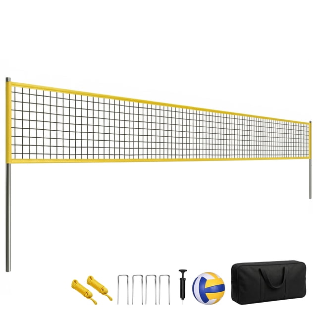 Soozier Portable Volleyball Net Set with Adjustable Height Steel Poles