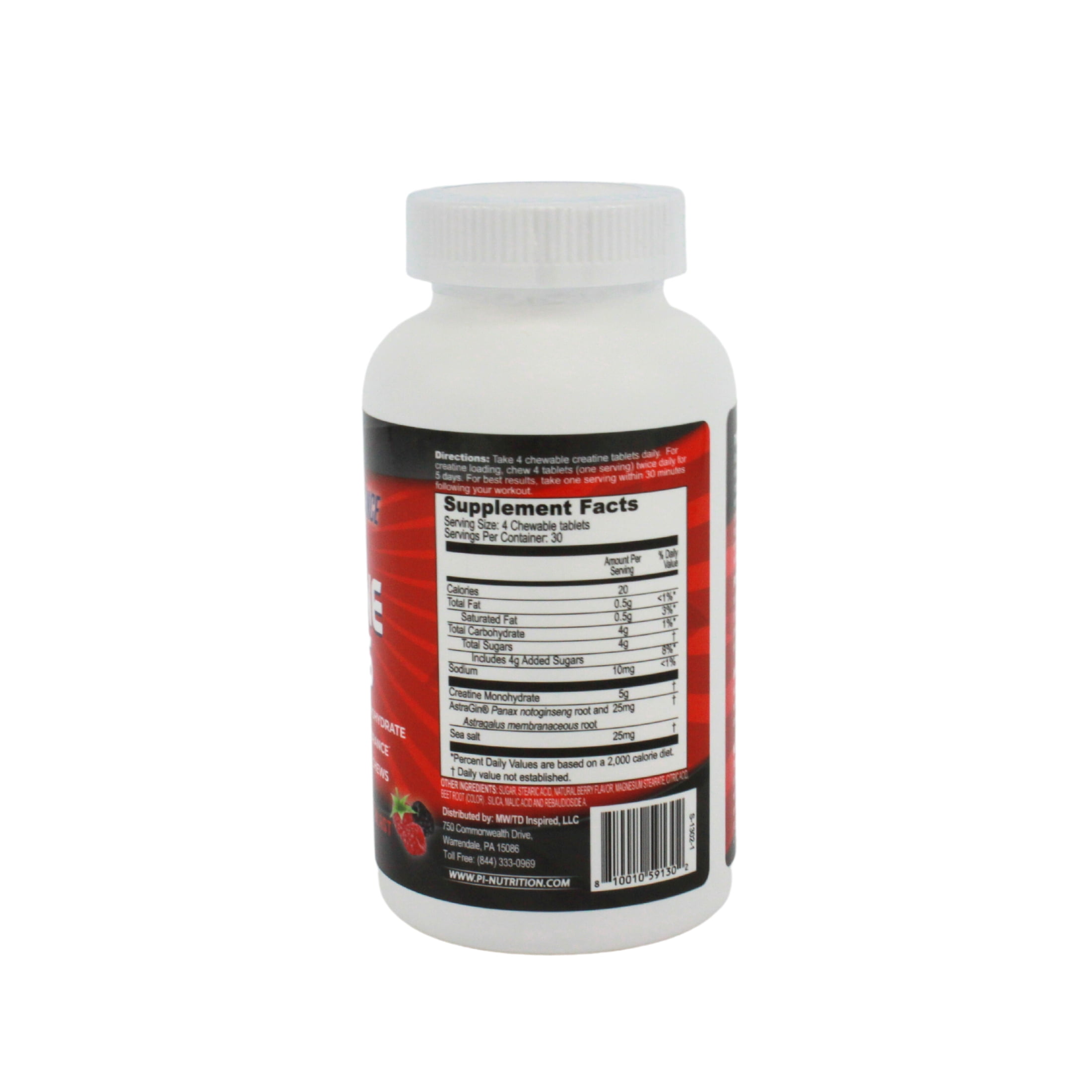 Performance Inspired Nutrition - Creatine Chew - 120 Count - 5g Creatine Monohydrate - Berry Blast Flavor