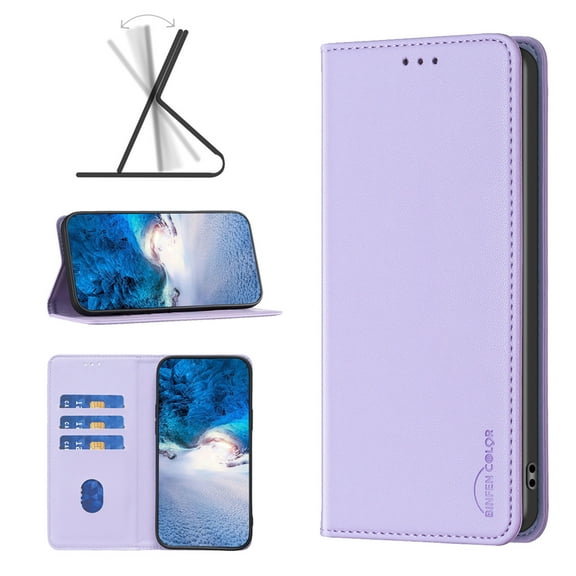 Feishell for iPhone 17 Pro Max Flip Wallet Case with ID Credit Card Slots,Shockproof Premium PU Leather Magnetic Closure Folio Flip Kickstand Slim Wallet Phone Case for Women Men,Lightpurple