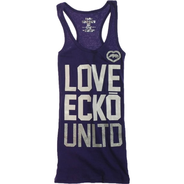 Ecko Unltd. Camiseta sin mangas para mujer Rib Boy W/ Glitter Rhino Racerback, Púrpura, S Ecko Unltd. Camiseta sin mangas