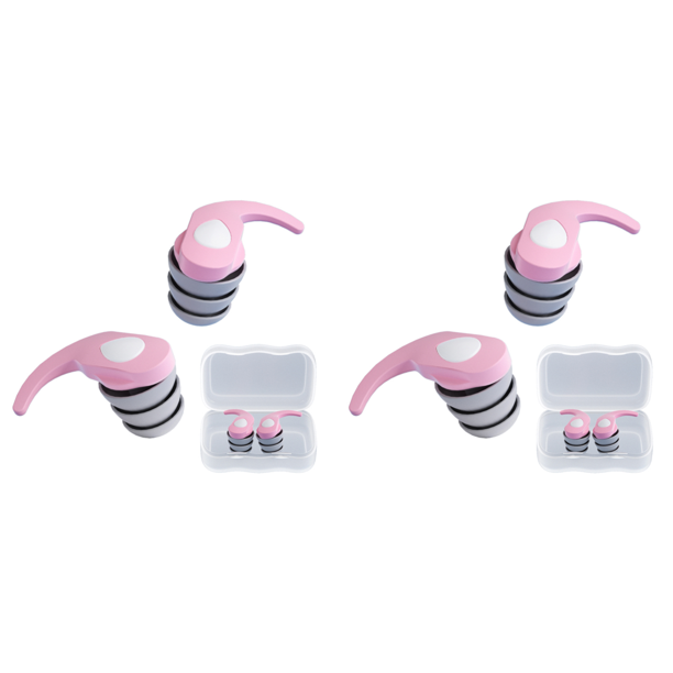 1 Par Tapones para Los Oídos Silicona Con Succión Ruido Resistentes Al Dormir Nadar) Rojo Y Rosa