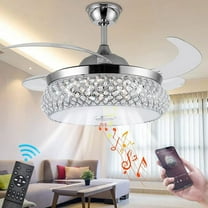 EAYSG 42"Ceiling Fan with Light Remote Control,4 ABS Blades,3 Color Change,Bluetooth Speaker,6 Wind Speed,Timing, Reverse Airflow