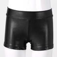 thumbnail image 2 of inlzdz Kids Girl Metallic Shorts Shiny Hot Pants Gymnastic Dance Shorts Cheer Booty Shorts Jazz Black 160, 2 of 7