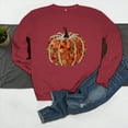 thumbnail image 5 of Craaazy Women's Fall Winter Halloween Christmas Thanksgiving Casual Pumpkin Season Print Gifts Long Sleeved Round Neck Sweatshirt Long Sleeve Vintage Top, 5 of 6
