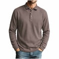 thumbnail image 2 of Aimik Polo Shirts for Men Long Sleeve Waffle Texture Button Up Casual Solid Shirts Fall Winter Soft Warm Collared Tee Basic, 2 of 6