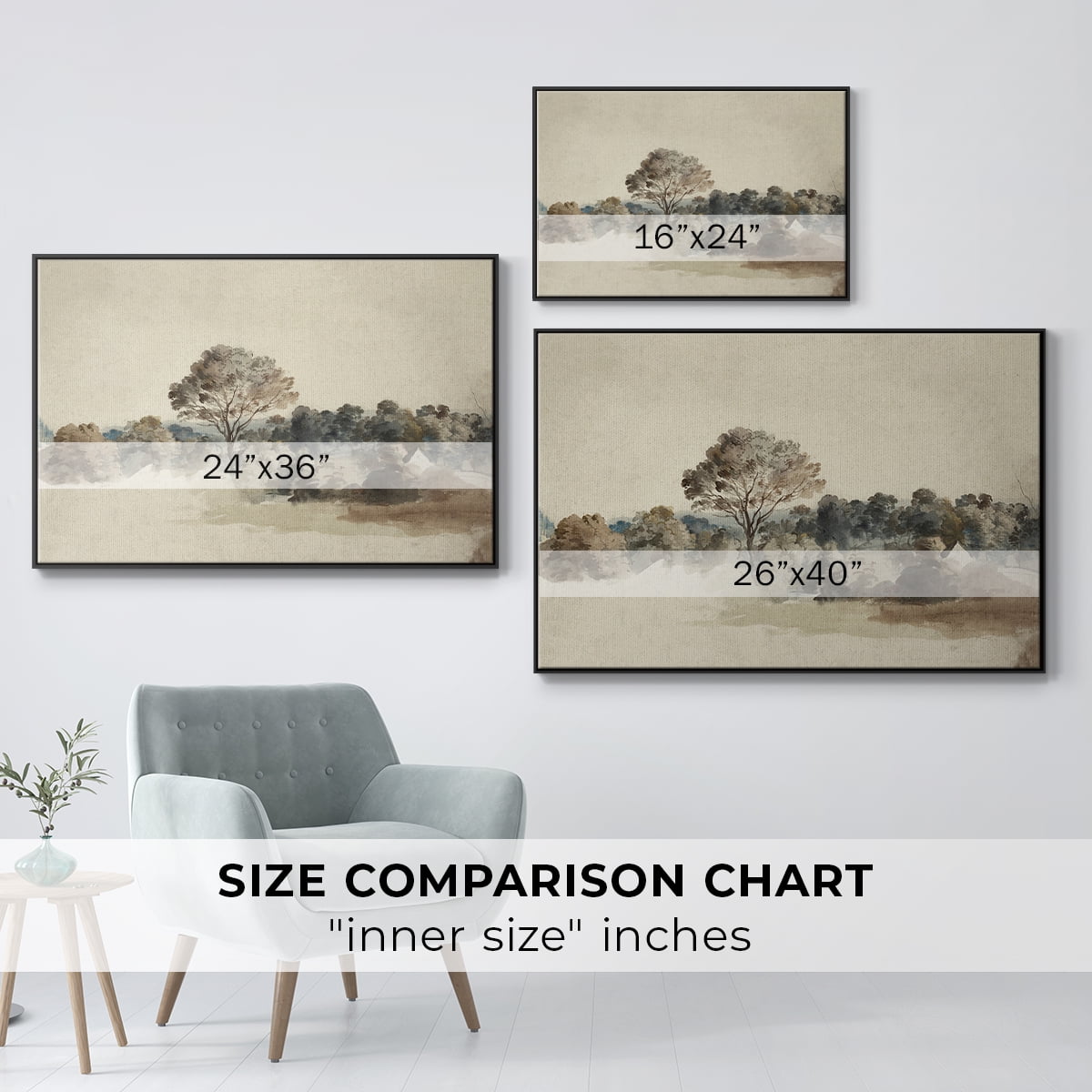 Vintage Landscape-MVI By Wexford Home Framed in Black Wood Gallery Wrapped Canvas 17 in. x 25 in.