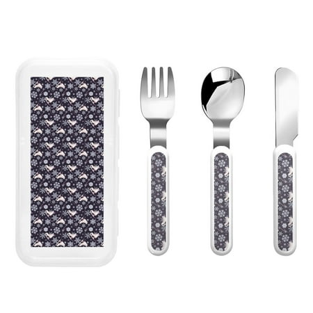 

Gaeub Elegant ice skates snowflakes A Print 3-Piece Children Knife Spoon Fork Set Stainless Steel Child Flatware Set Kids Utensils Set with Case for Lunch Box (Fork Spoon Knife Combo)