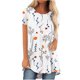thumbnail image 2 of ICHUANYI Clearance Women's Fashion Short Sleeve Round Neck Loose Tops Blouse Puff Sleeve Prinded(White, L) ICHUANYI WER2023081000682, 2 of 4