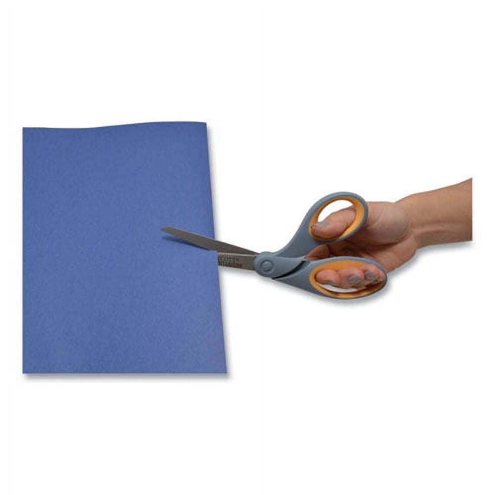 Titanium Bonded Scissors, 8" Long, 3.5" Cut Length, Gray/yellow Offset Handle | Bundle of 10 Each