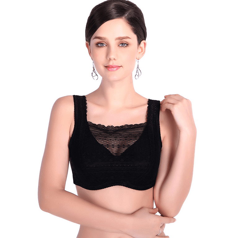 BIMEI Mastectomy Bra with Pockets for Breast Prosthesis Women's Full  Coverage Wirefree Everyday Bra 8418,Black, 40B