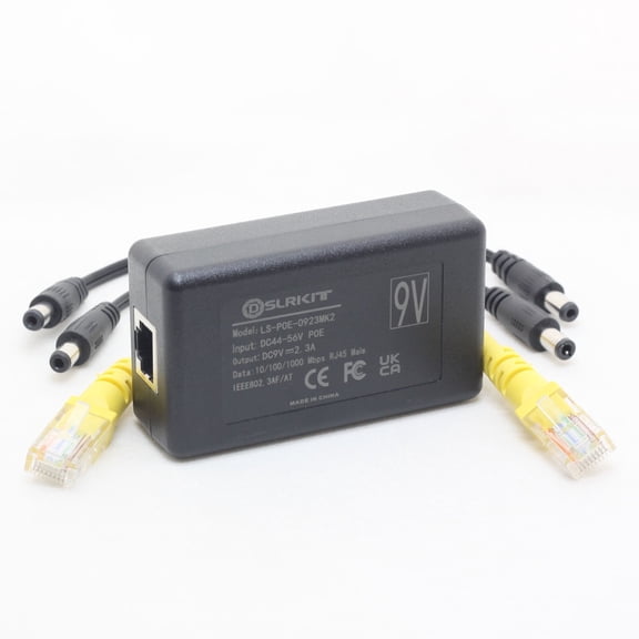 9V 2.3A Gigabit Active PoE Splitter 23watt DC 5.5x2.1/2.5mm Ethernet 802.3AT