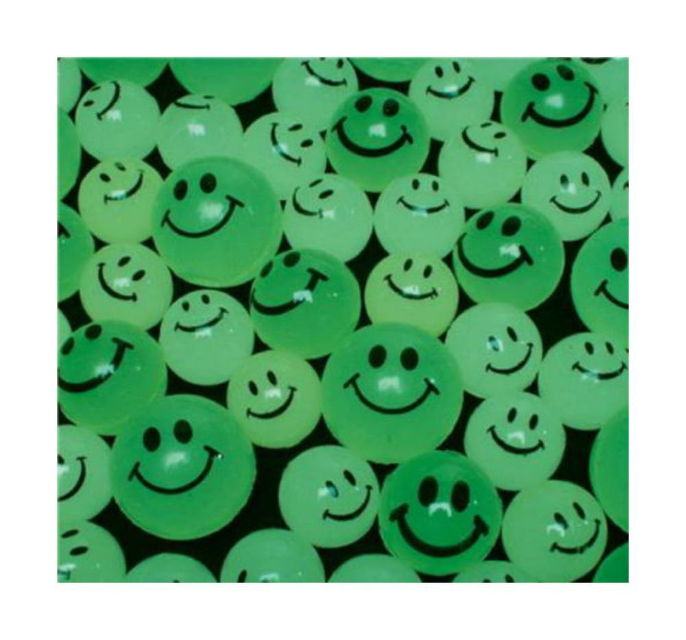 Punching Ball Stampers Happy Smile Face Party Favors Paddle Balls Glow in the Dark Superballs 48 Pack