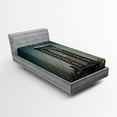thumbnail image 1 of Ambesonne Landscape Fitted Sheet, Buildings Cityscape, Twin XL Size, Teal, 1 of 2