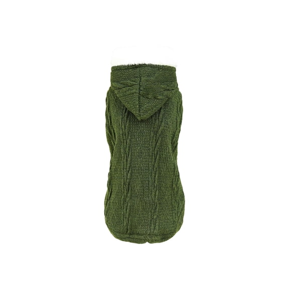 TOOLGOOD Pet Clothes Dog Sweater Hoodie With Cap - Winter Warm Turtleneck Fleece Coat for Small Medium Dogs and Cats Army Green L