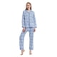 thumbnail image 3 of GLOBAL Conjuntos de Pijamas de Algodón para Mujer, Ropa de Dormir de Manga Larga con Botones, Ropa de Dormir Cómoda, Conjunto de Pijama Suave Azul Blanco Magnolia S, 3 of 6