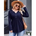 thumbnail image 5 of Zeagoo Womens Plus Size Long Sleeve Shirts Fall Tunic Top V-neck T-Shirt Button Up Dressy Casual Blouse, 5 of 6