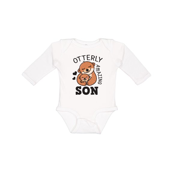 Inktastic Otterly Amazing Son with Mother and Child Otter Boys Long Sleeve Baby Bodysuit