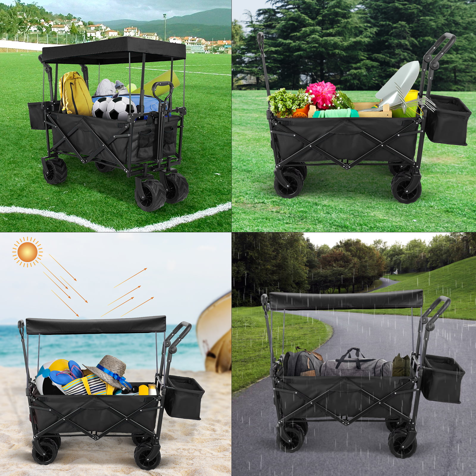 LAZY BUDDY Collapsible Utility Beach Wagon Folding Outdoor