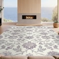 thumbnail image 2 of Design&I 4'x6' Washable Area Rug Pet Friendly & Non-Slip Built-In Grip Dorm Print Faded Border Traditional Distressed Plum Purple for Reading Nook, Bedroom, 2 of 7