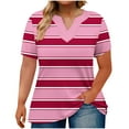 thumbnail image 2 of FcBaudy Hauts pour Femmes, Blouses et Chemises à Manches Courtes Col en V, Chemise à Manches Courtes Imprimée Surdimensionnée pour Femmes, Blouse en Polyester pour Femmes, 2 of 5