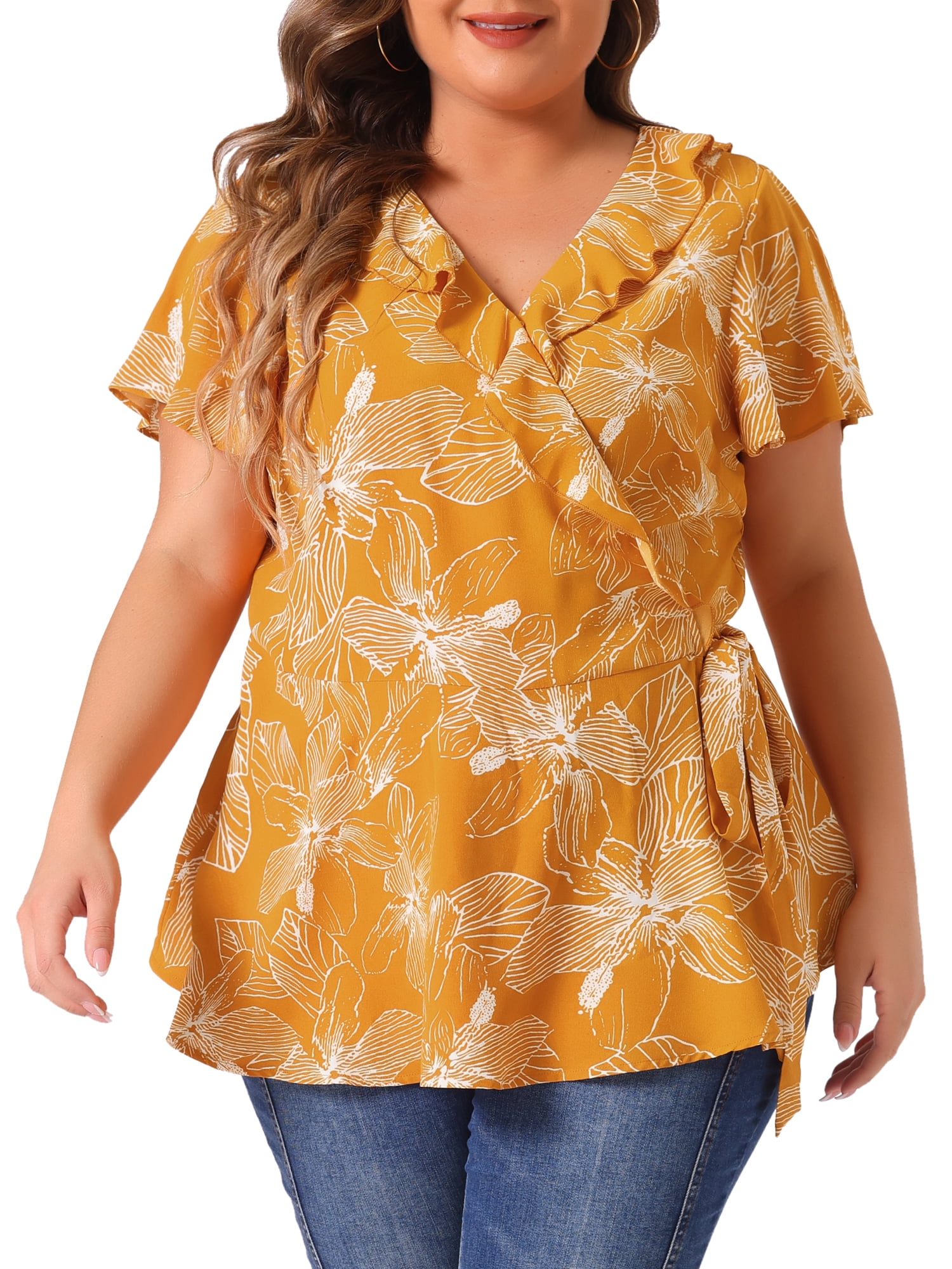 SSOULM Damen-Bluse Mit Peplum, Dehnbarer Kurzarm-Blouson In Größen S Bis 3XL – Klassisch & Elegant